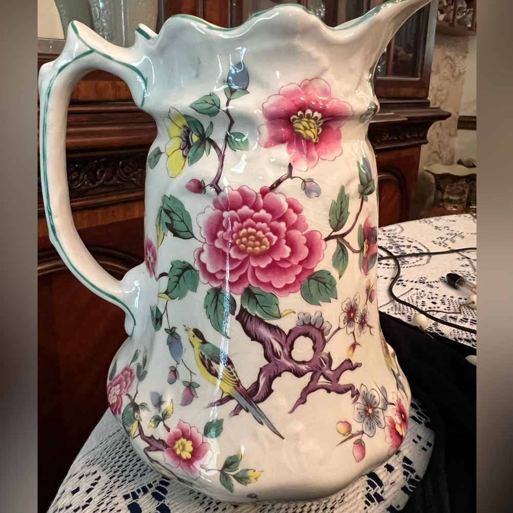 Vintage Old Foley James Kent Pitcher. Chinese Rose Design. Staffordshire